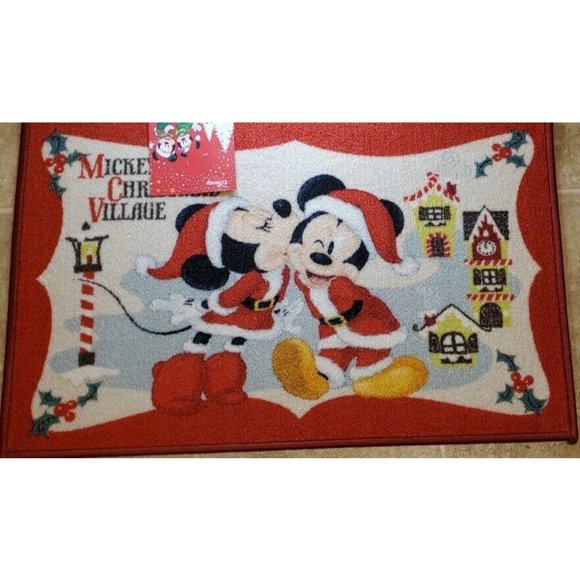 Disney Accent Entry Rug Mickey Mouse Christmas Holiday Red 20" X 32" Carpet Mat - Picture 1 of 1